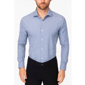 Mizzen & Main Spinnaker Dress Shirt Mens Size XL Trim Fit Performance Navy Check